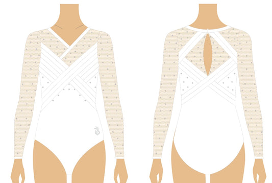 WHITE ELEGANCE GYMNASTICS COMPETITION LEOTARD