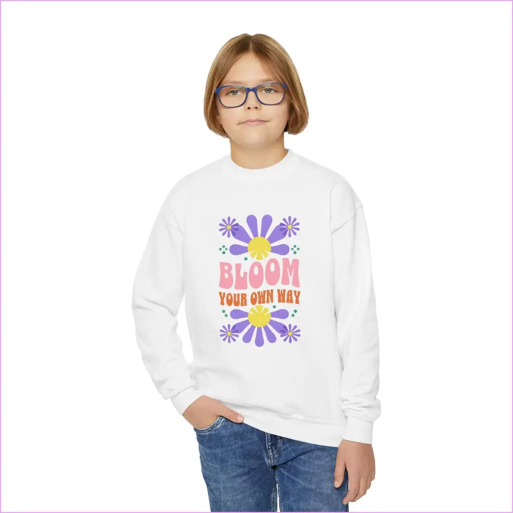 ’Bloom Your Own Way’ Inspirational Design Youth Crewneck - Kids clothes