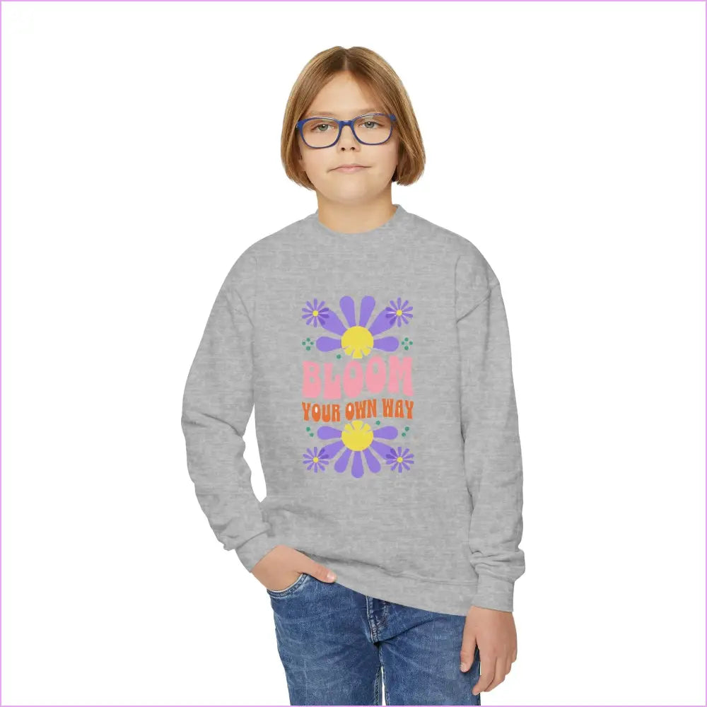 ’Bloom Your Own Way’ Inspirational Design Youth Crewneck - Kids clothes