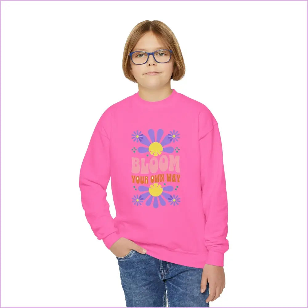 ’Bloom Your Own Way’ Inspirational Design Youth Crewneck - Kids clothes