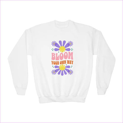’Bloom Your Own Way’ Inspirational Design Youth Crewneck - White / XS - Kids clothes
