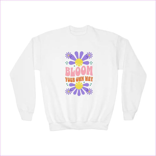 ’Bloom Your Own Way’ Inspirational Design Youth Crewneck - White / XS - Kids clothes