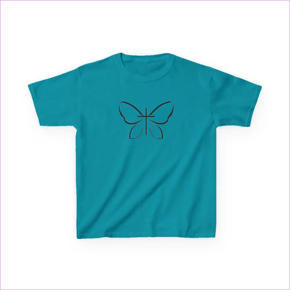 BUTTERFLY LOGO Kids Heavy Cotton™ Tee - XS / Tropical Blue - Kids clothes
