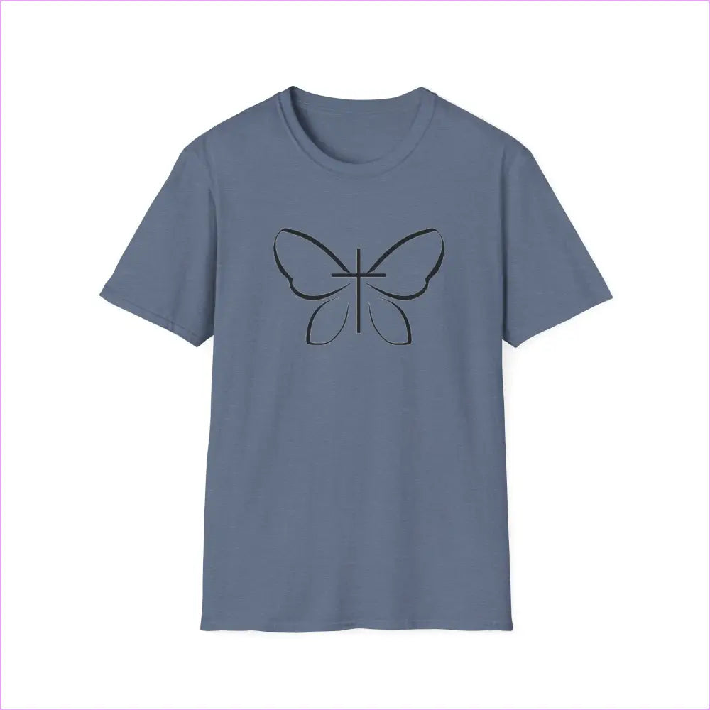 BUTTERFLY LOGO Unisex Softstyle T-Shirt - Heather Indigo / S - T-Shirt
