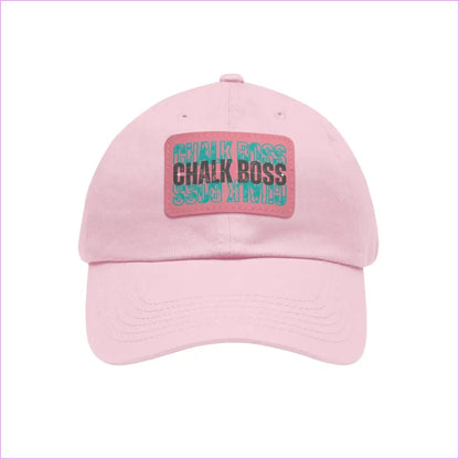 CHALK BOSS Dad Hat with Leather Patch - Light Pink / Pink patch / Rectangle / One size - Hats