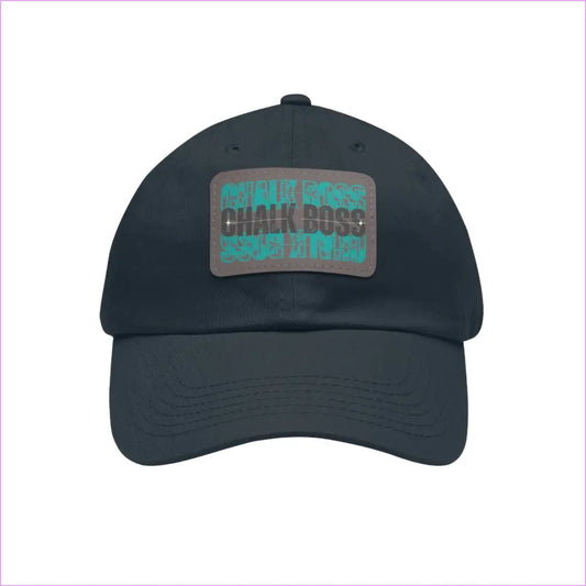 CHALK BOSS Dad Hat with Leather Patch - Navy / Grey patch / Rectangle / One size - Hats