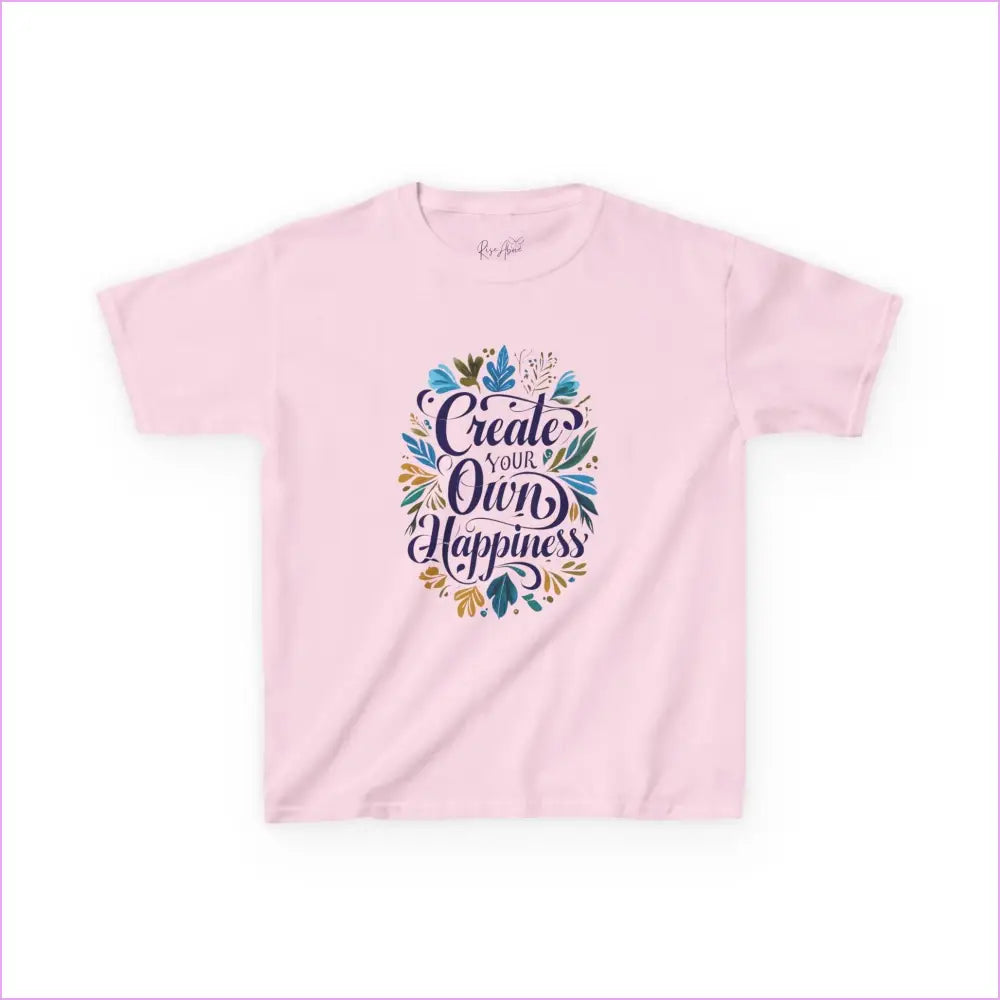 Create Your Own Happiness Kids Tee - Fun & Inspiring Cotton T-Shirt for Children - Light Pink / XS - Kids clothes