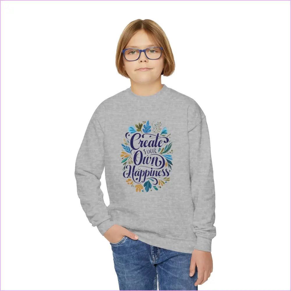Create Your Own Happiness Youth Crewneck Sweatshirt | Inspirational Sweater for Kids - Kids clothes