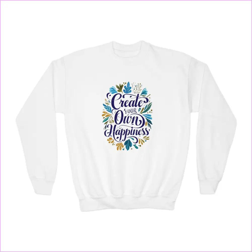 Create Your Own Happiness Youth Crewneck Sweatshirt | Inspirational Sweater for Kids - White / XS - Kids clothes