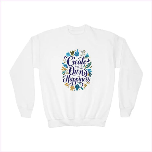 Create Your Own Happiness Youth Crewneck Sweatshirt | Inspirational Sweater for Kids - White / XS - Kids clothes