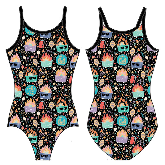 DUMPSTER FIRE BLACK GYMNASTICS LEOTARD