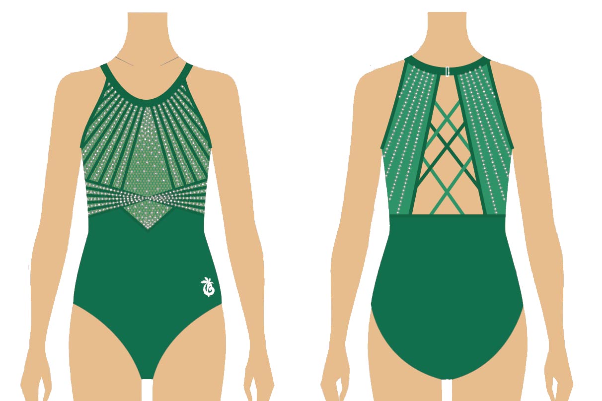 VORTEX VERDE SLEEVELESS GYMNASTICS COMPETITION LEOTARD