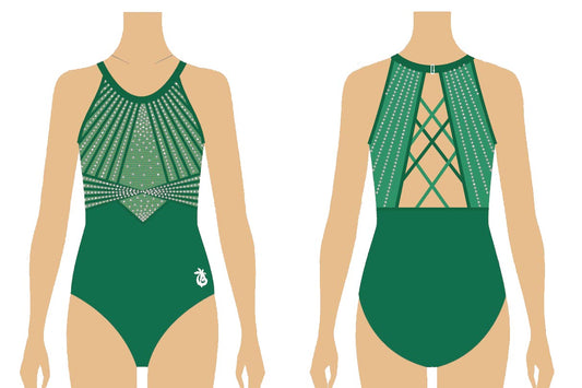 VORTEX VERDE SLEEVELESS GYMNASTICS COMPETITION LEOTARD