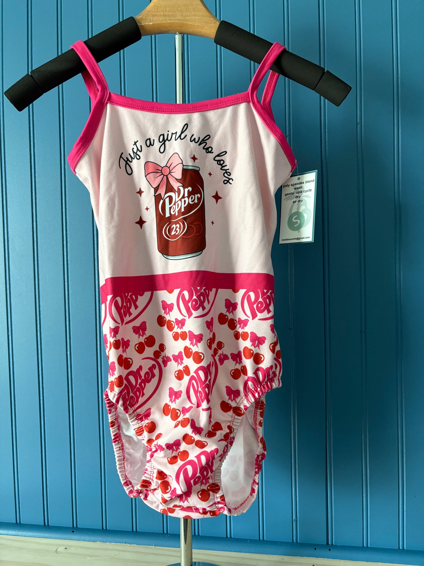 AS Thin Strap Cinched Back Dr. Pepper Girl Gymnastics leotard
