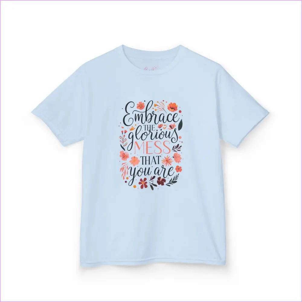Embrace the Glorious Mess Kids Tee | Cute Floral Design Cotton T-Shirt - Kids clothes