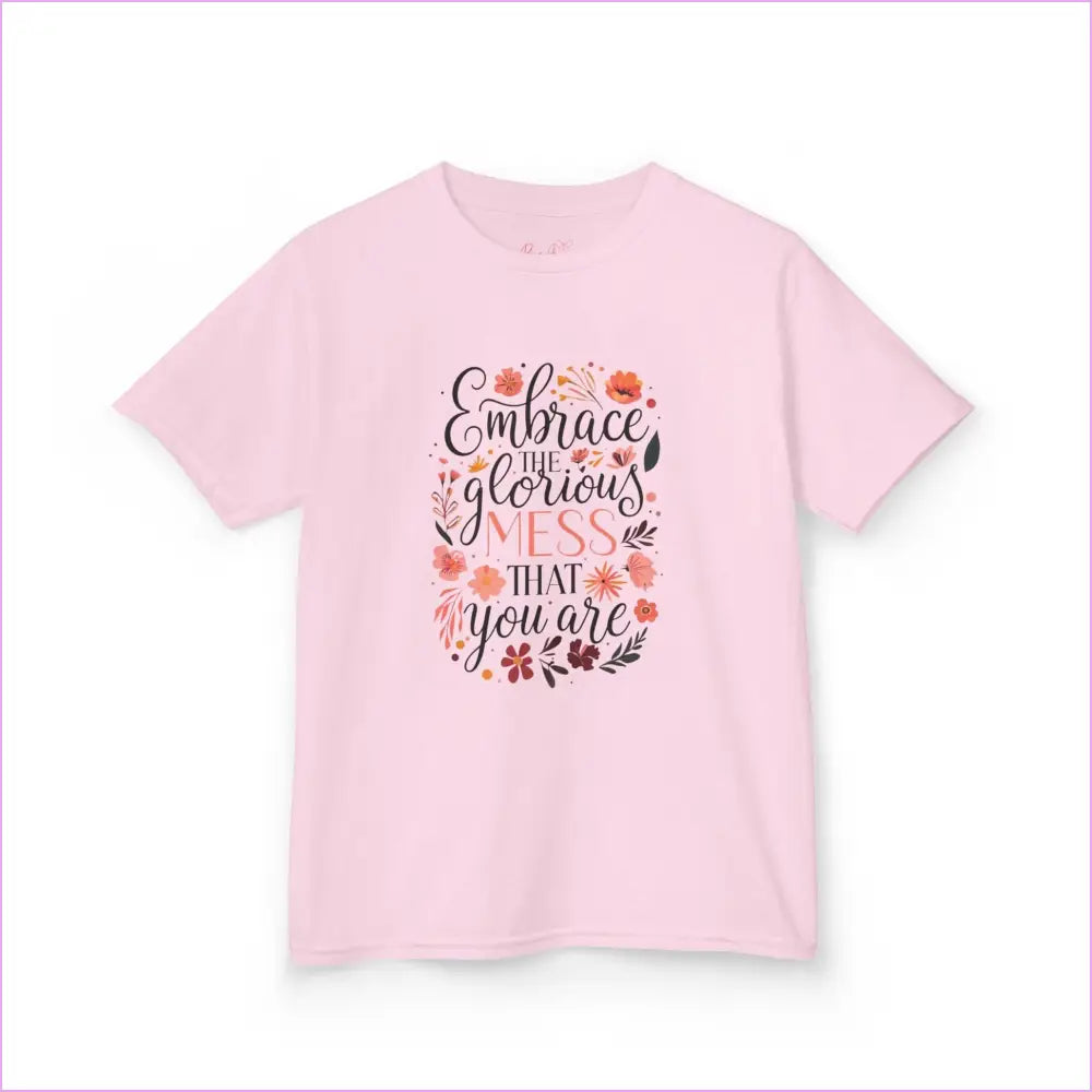 Embrace the Glorious Mess Kids Tee | Cute Floral Design Cotton T-Shirt - Kids clothes
