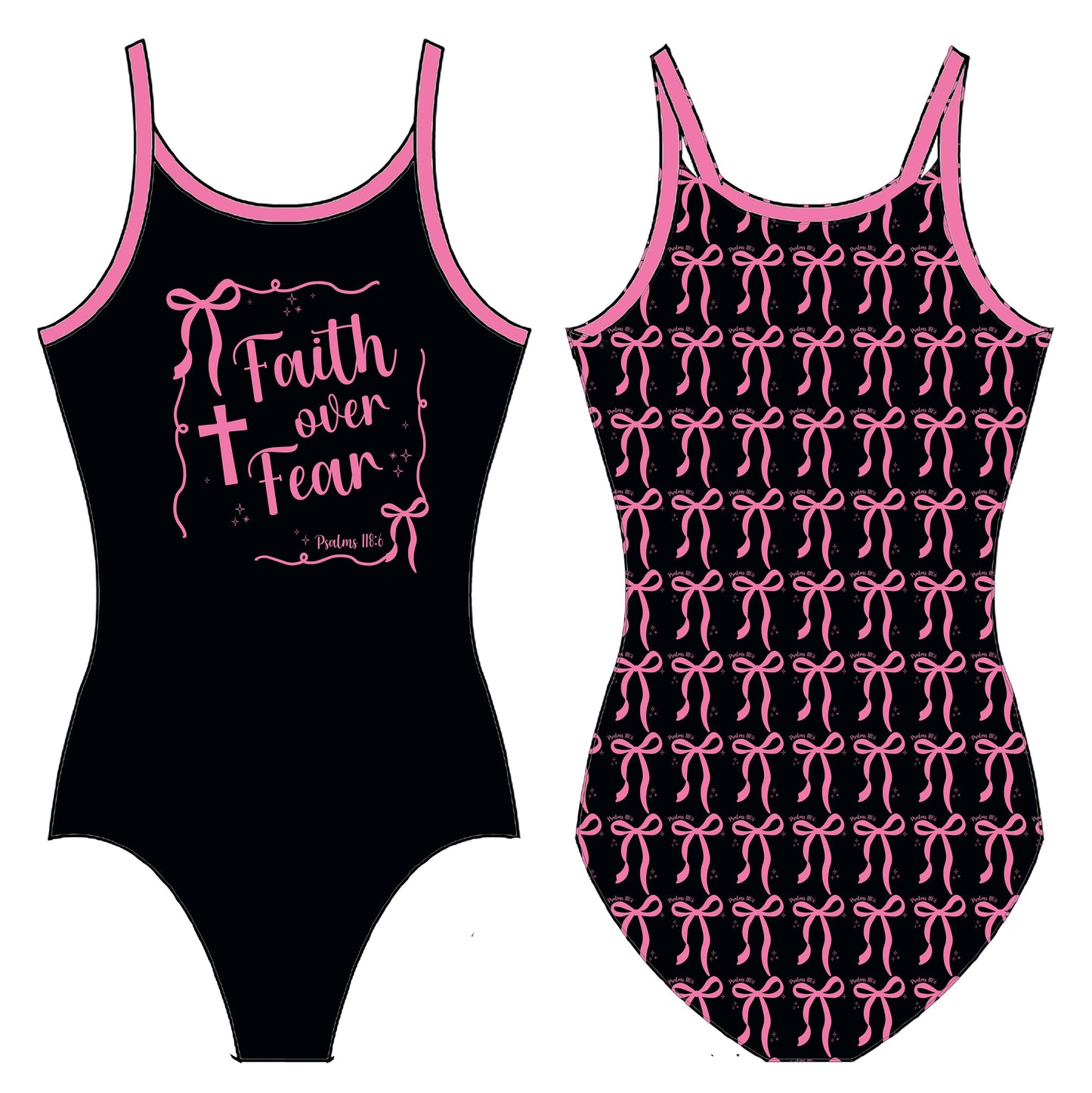 FAITH OVER FEAR BOWS GYMNASTICS LEOTARD