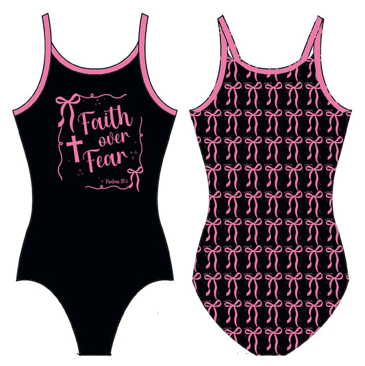 FAITH OVER FEAR BOWS GYMNASTICS LEOTARD