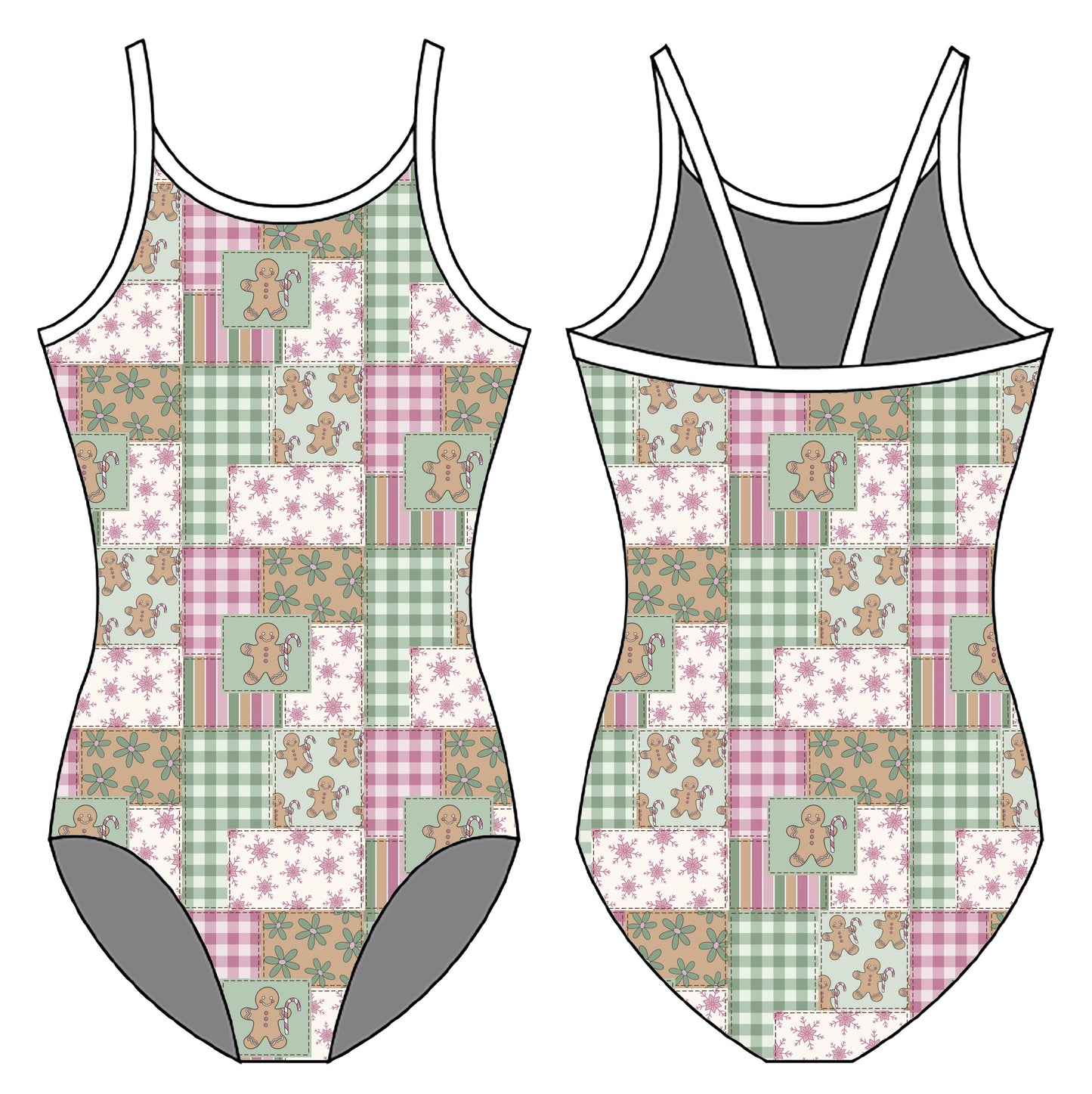 GINGERBREAD PATCHWORK GYMNASTICS LEOTARD