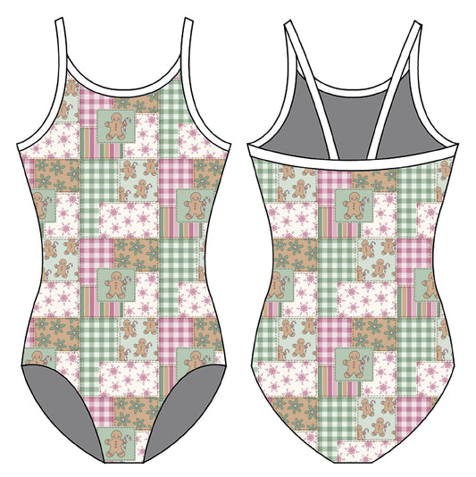 GINGERBREAD PATCHWORK GYMNASTICS LEOTARD