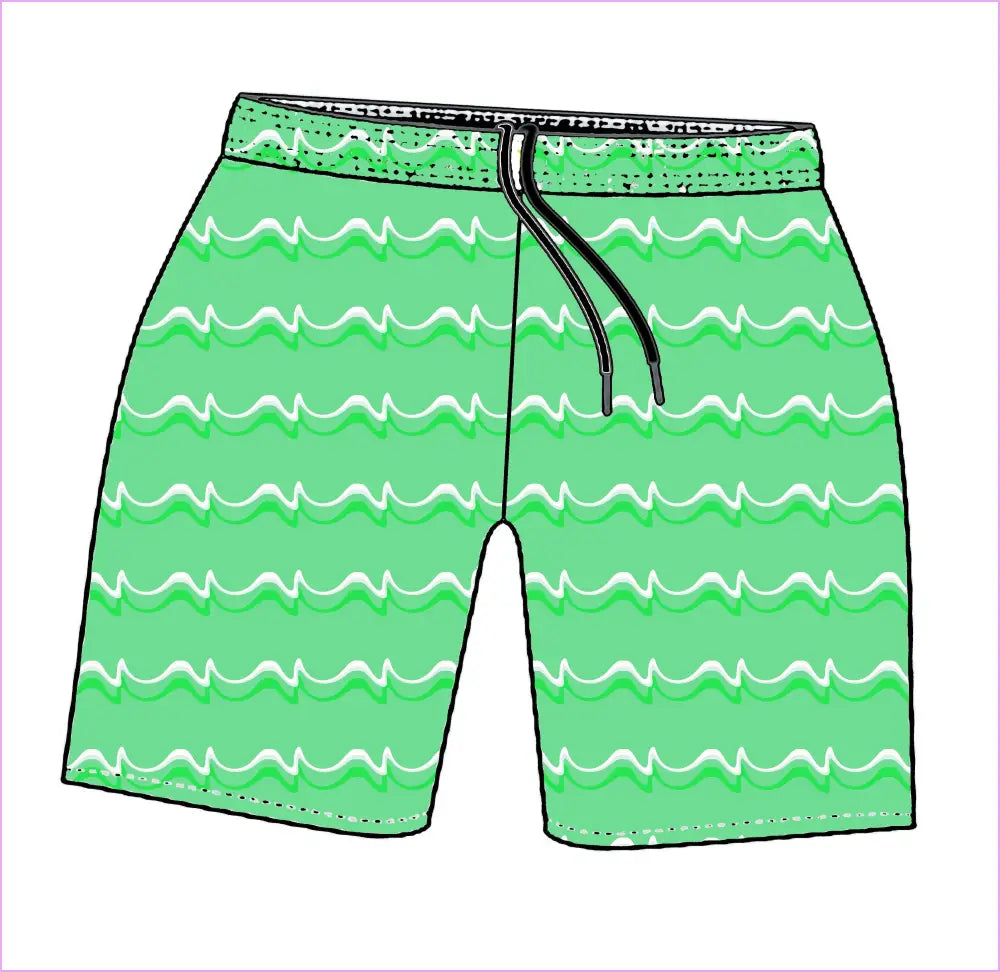 GREEN WAVES MENS TRAINING SHORTS - MENS SHORTS