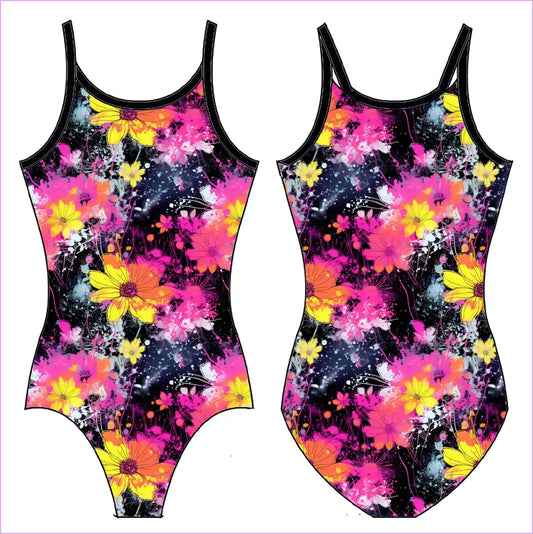 GRUNGEY FLORAL GYMNASTICS LEOTARD - GYMNASTICS LEOTARDS