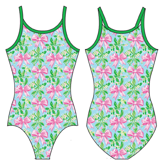 HOLIDAY BOWS GYMNASTICS LEOTARD
