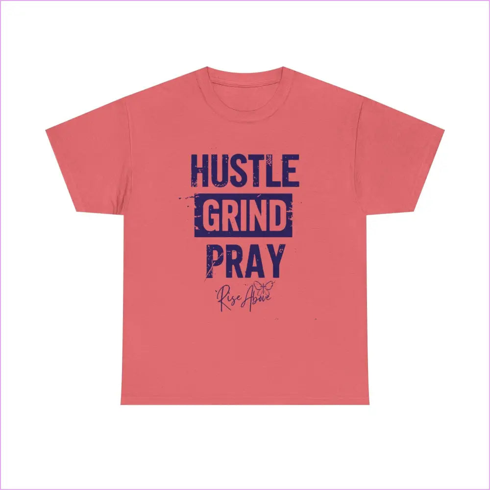 ’Hustle Grind Pray’ Unisex Heavy Cotton Tee - Motivational Graphic Shirt for Everyday Inspiration - Coral Silk / S