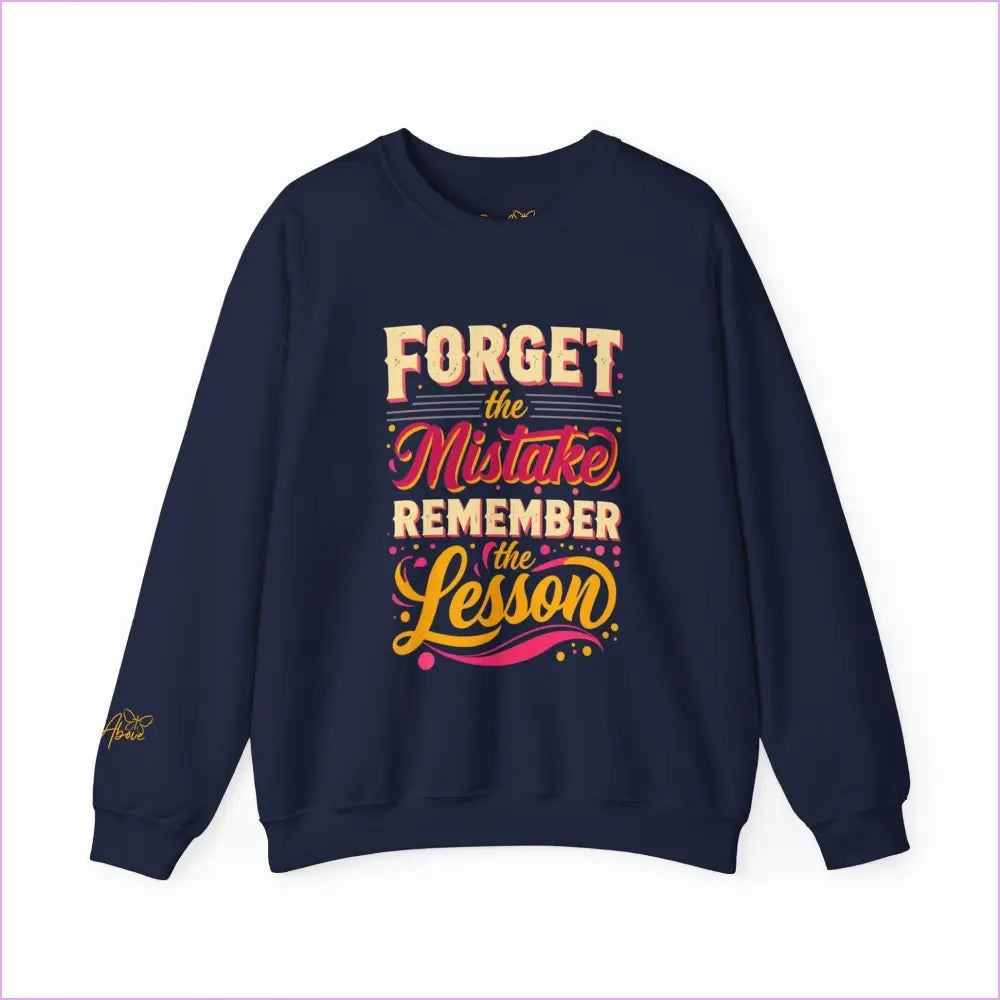 Inspirational Crewneck Sweatshirt – ’Forget the Mistake Remember the Lesson’ - Navy / S - Sweatshirt