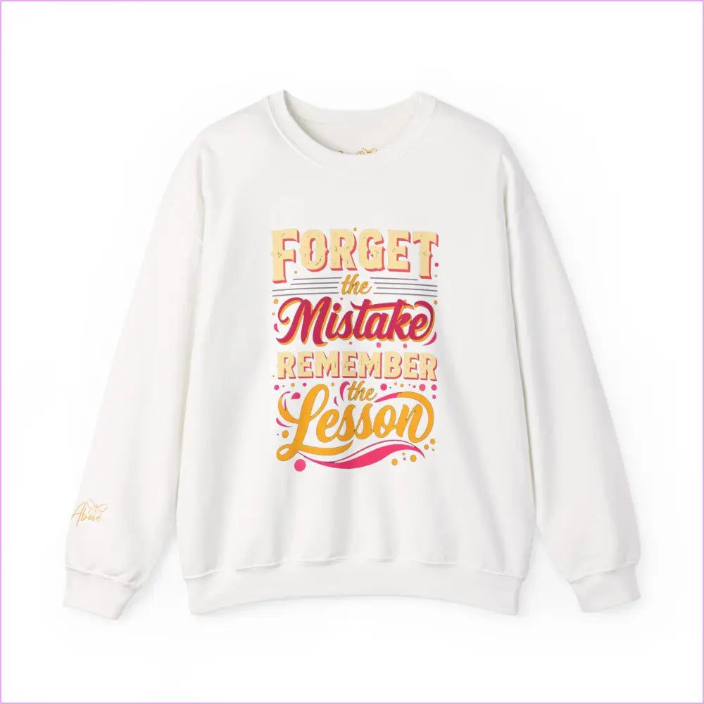 Inspirational Crewneck Sweatshirt – ’Forget the Mistake Remember the Lesson’ - White / S - Sweatshirt