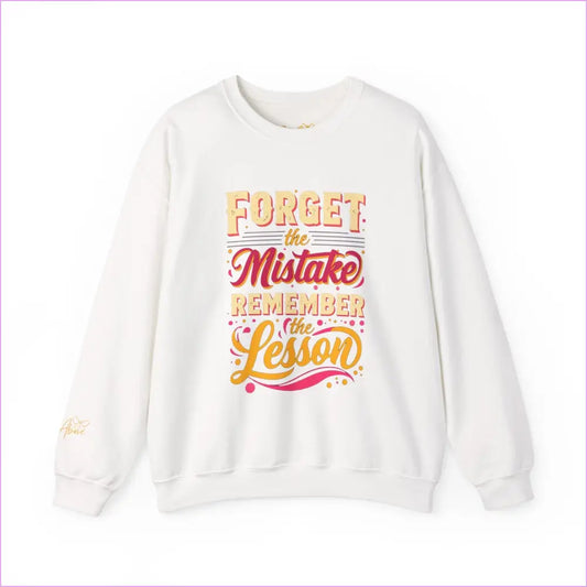 Inspirational Crewneck Sweatshirt – ’Forget the Mistake Remember the Lesson’ - White / S - Sweatshirt