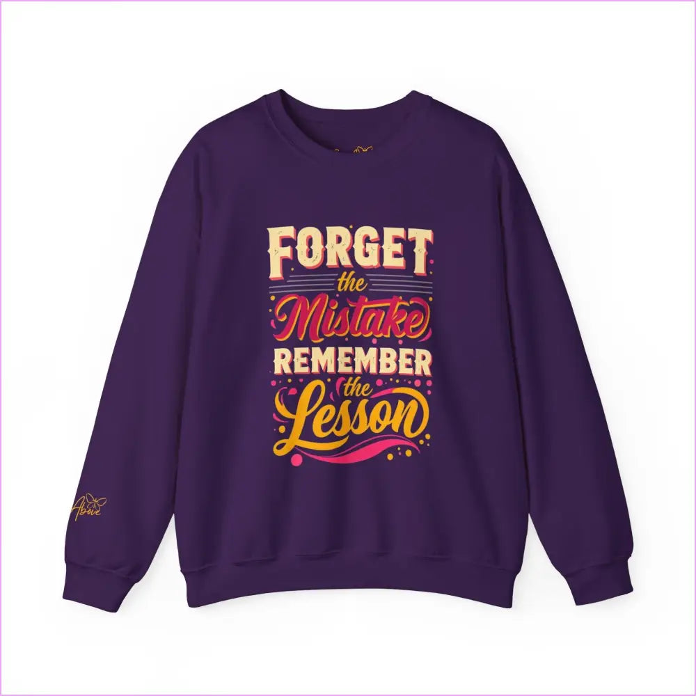 Inspirational Crewneck Sweatshirt – ’Forget the Mistake Remember the Lesson’ - Purple / S - Sweatshirt