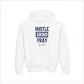 Inspirational Hustle Grind Pray Youth Hoodie - Motivational Sweatshirt for Teens - S / White - Kids clothes