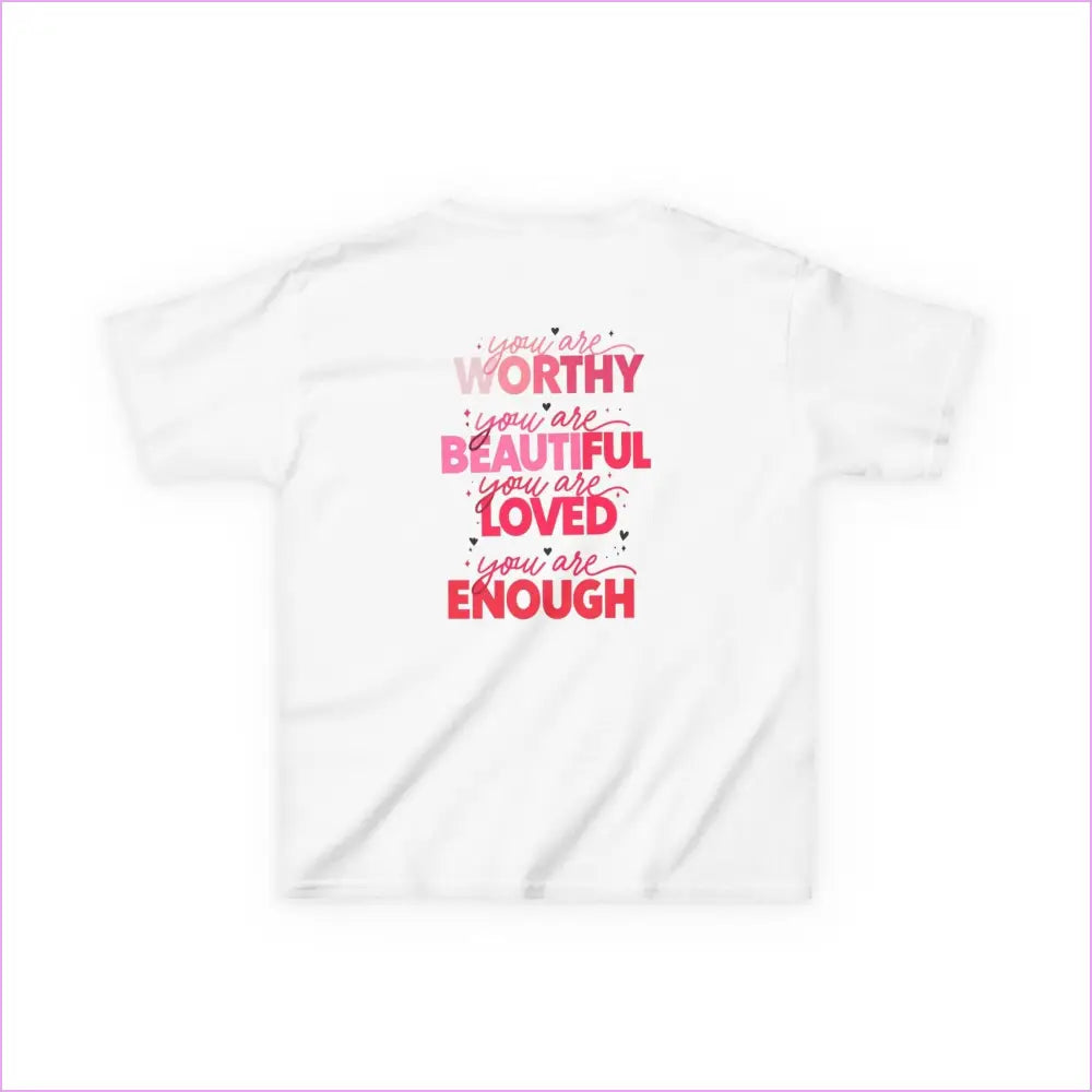 Inspirational Kids Tee - ’Worthy Beautiful Loved Enough’ | Heavy Cotton™ - Kids clothes