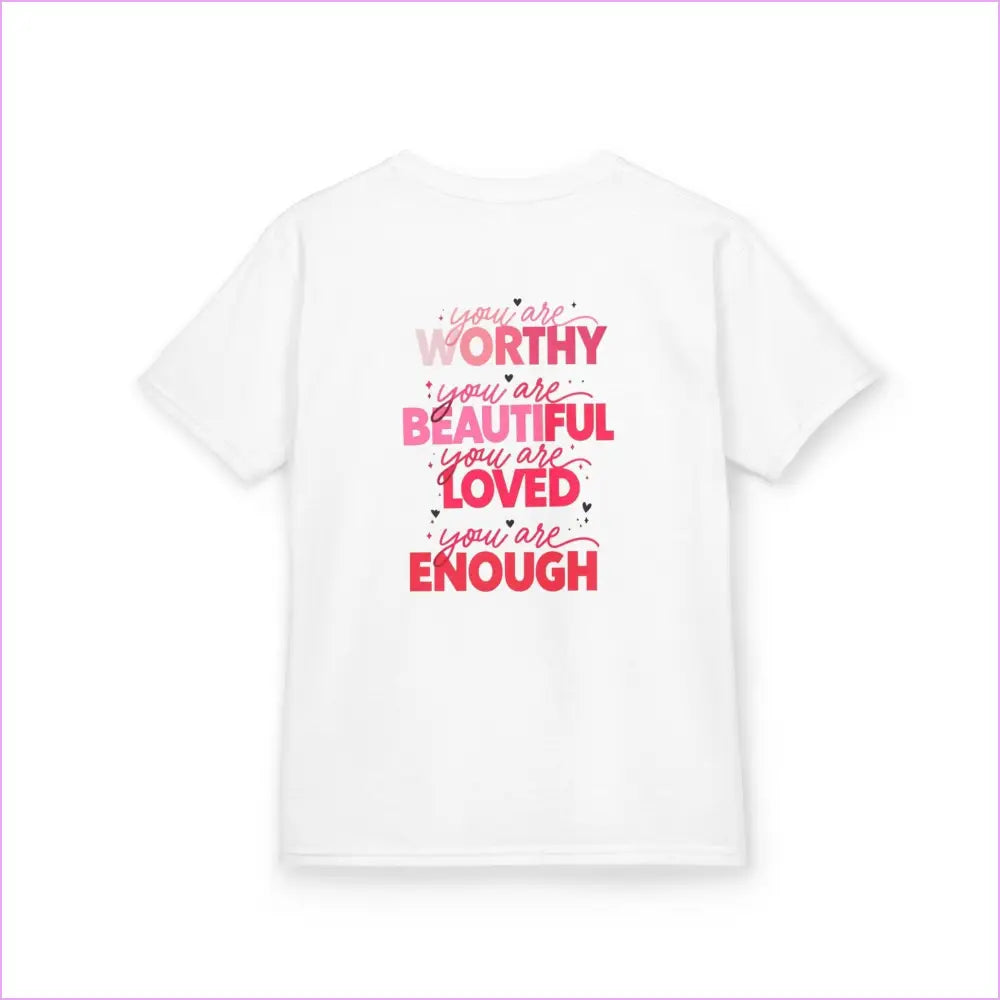Inspirational Kids Tee - ’Worthy Beautiful Loved Enough’ | Heavy Cotton™ - Kids clothes