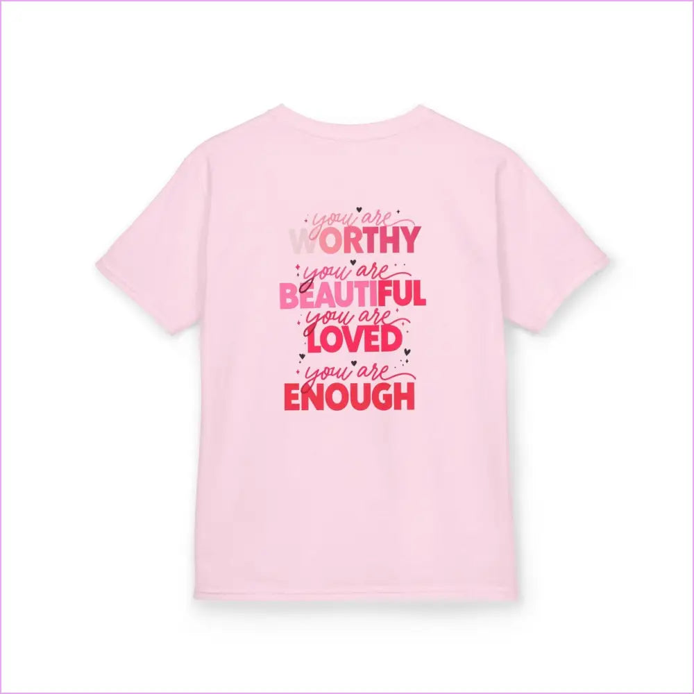 Inspirational Kids Tee - ’Worthy Beautiful Loved Enough’ | Heavy Cotton™ - Kids clothes