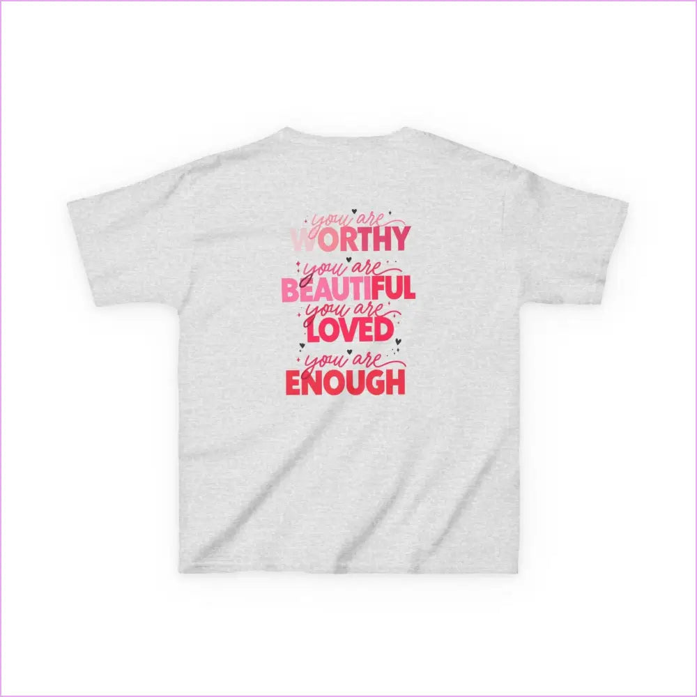 Inspirational Kids Tee - ’Worthy Beautiful Loved Enough’ | Heavy Cotton™ - Kids clothes