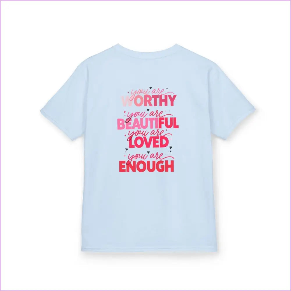 Inspirational Kids Tee - ’Worthy Beautiful Loved Enough’ | Heavy Cotton™ - Kids clothes
