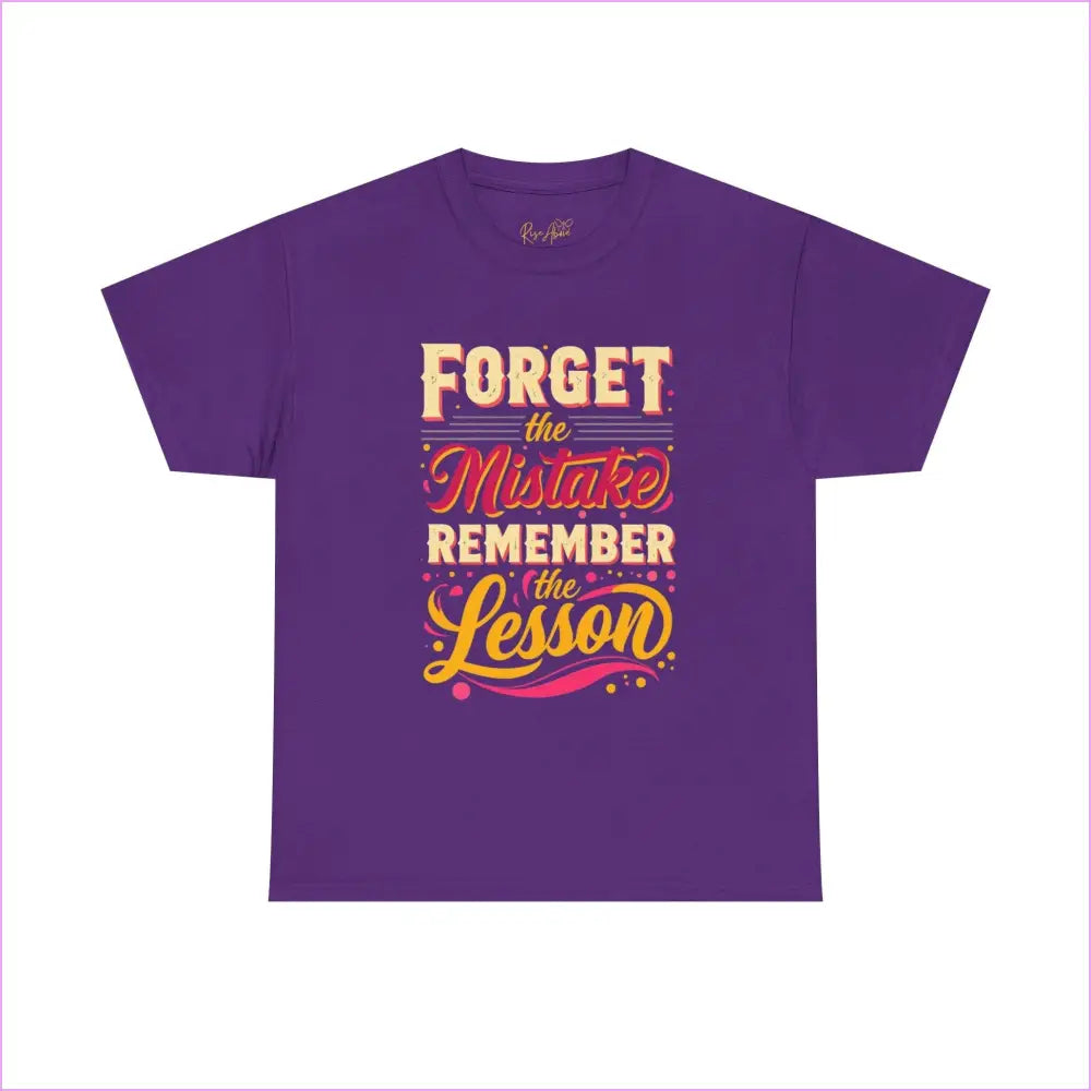 Inspirational Unisex Cotton Tee - ’Forget the Mistake Remember the Lesson’ - Purple / S - T-Shirt