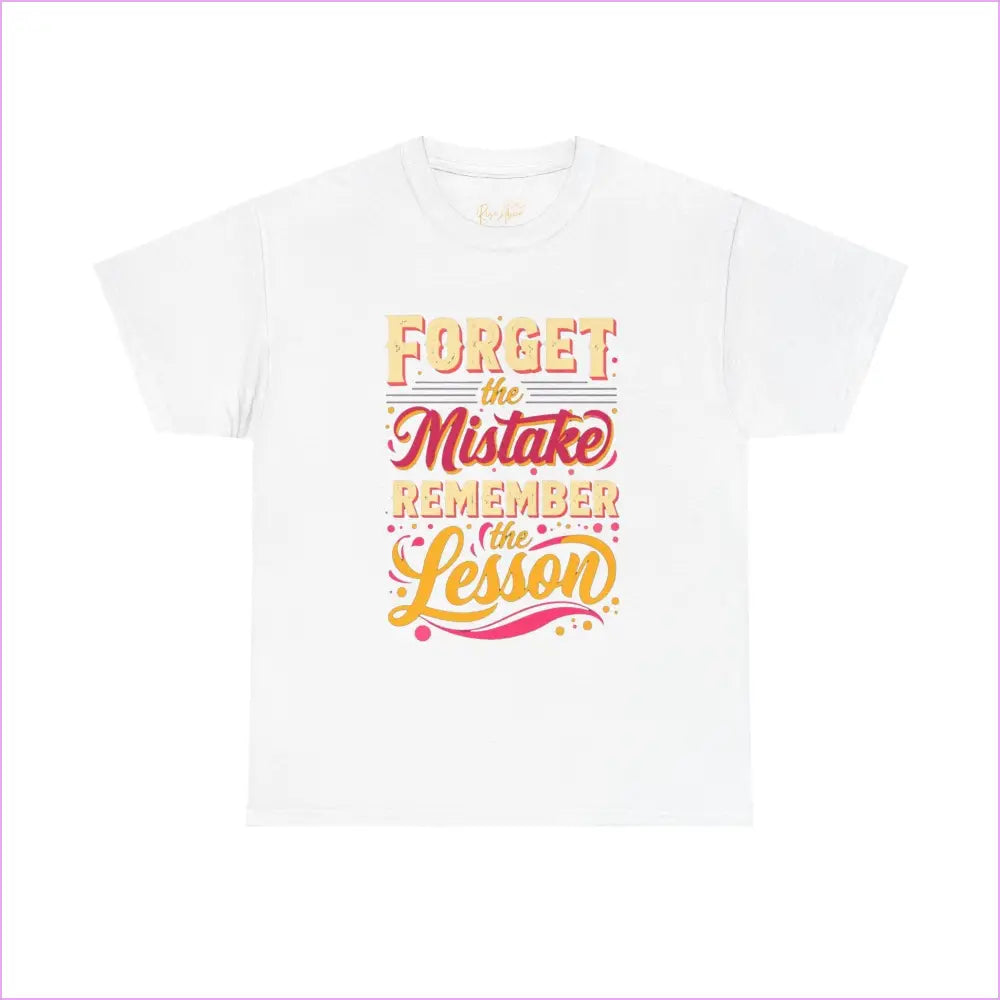 Inspirational Unisex Cotton Tee - ’Forget the Mistake Remember the Lesson’ - White / S - T-Shirt