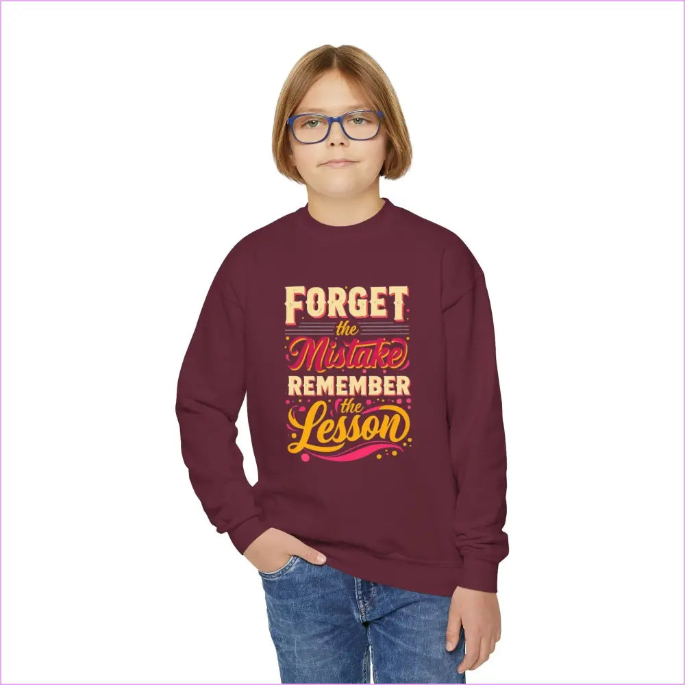 Inspirational Youth Crewneck Sweatshirt - ’Forget the Mistake Remember the Lesson’ - Kids clothes