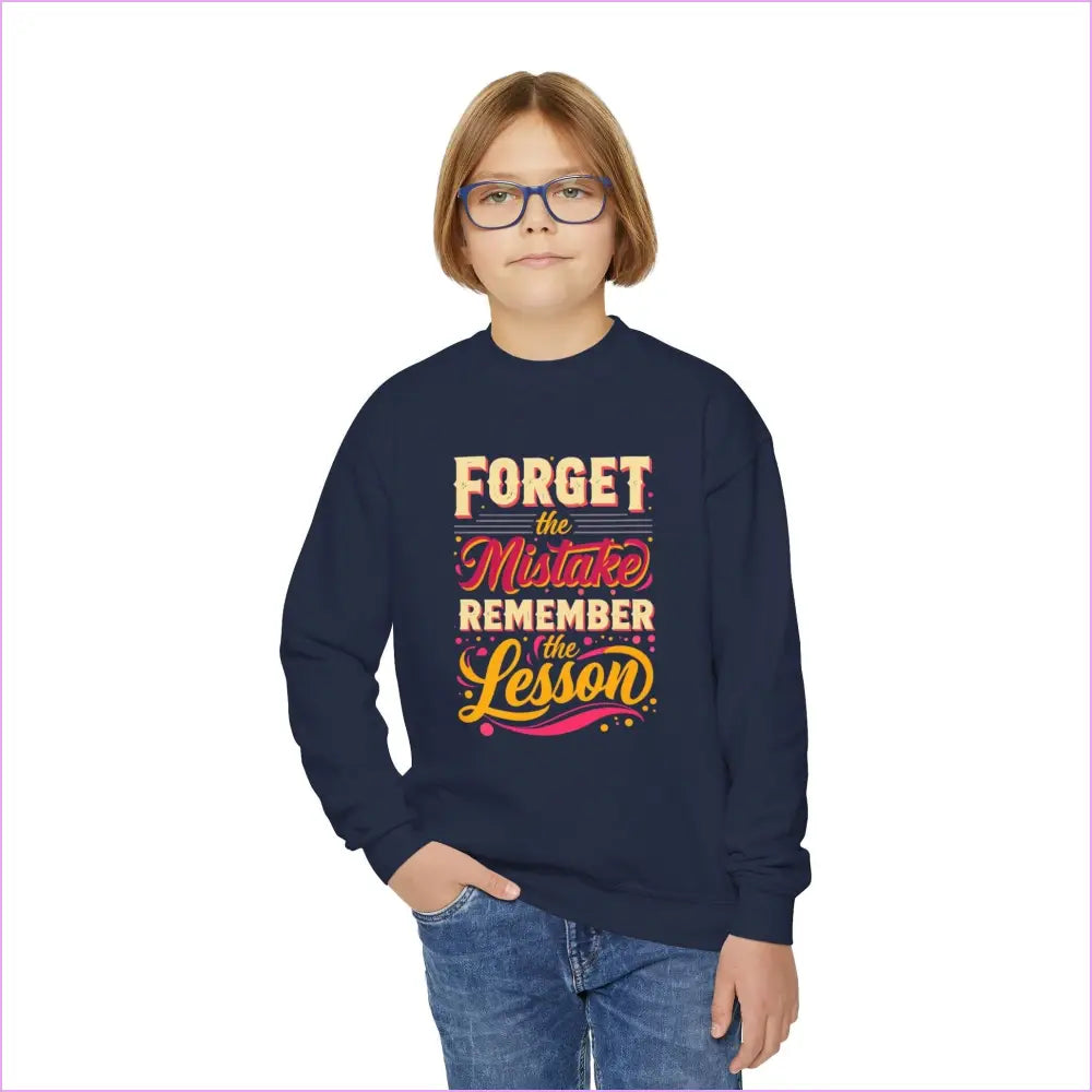 Inspirational Youth Crewneck Sweatshirt - ’Forget the Mistake Remember the Lesson’ - Kids clothes
