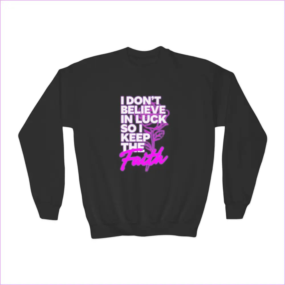 Inspirational Youth Crewneck Sweatshirt - ’Keep the Faith’ - Black / XS - Kids clothes