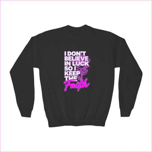 Inspirational Youth Crewneck Sweatshirt - ’Keep the Faith’ - Black / XS - Kids clothes