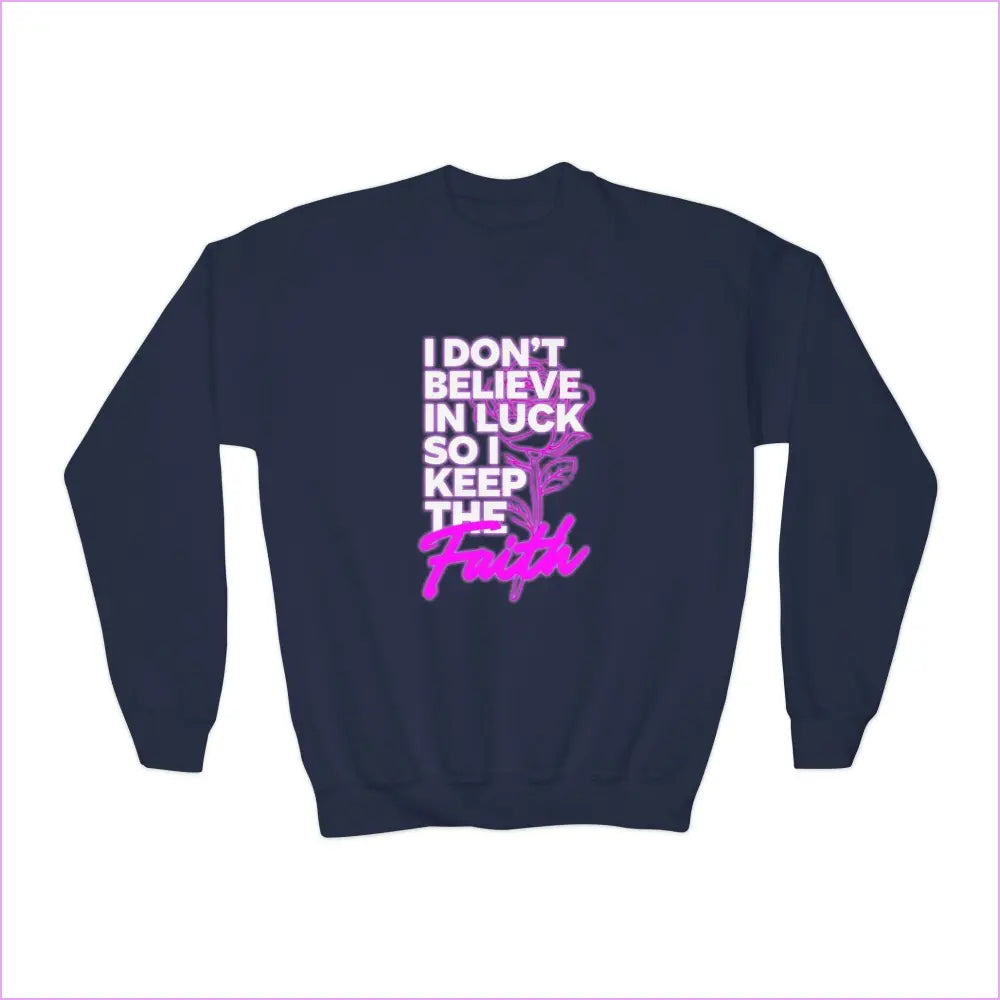 Inspirational Youth Crewneck Sweatshirt - ’Keep the Faith’ - Navy / XS - Kids clothes