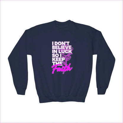 Inspirational Youth Crewneck Sweatshirt - ’Keep the Faith’ - Navy / XS - Kids clothes