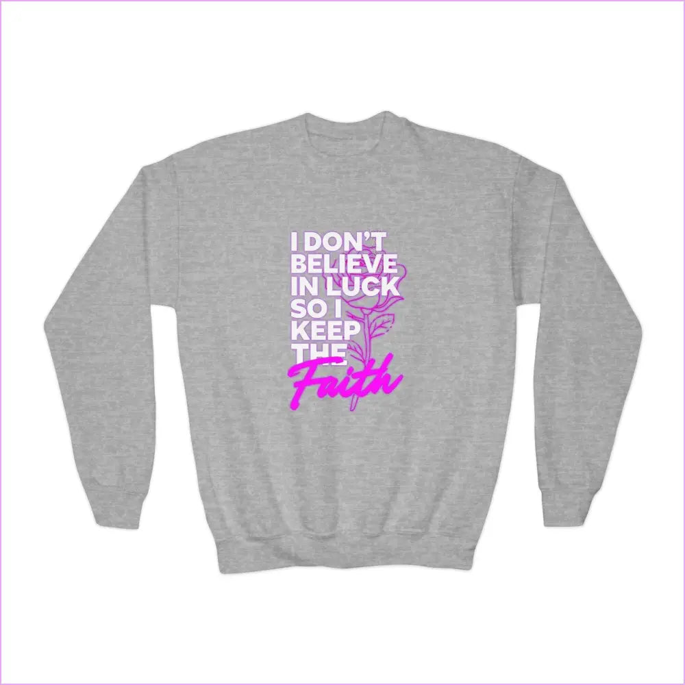 Inspirational Youth Crewneck Sweatshirt - ’Keep the Faith’ - Sport Grey / XS - Kids clothes