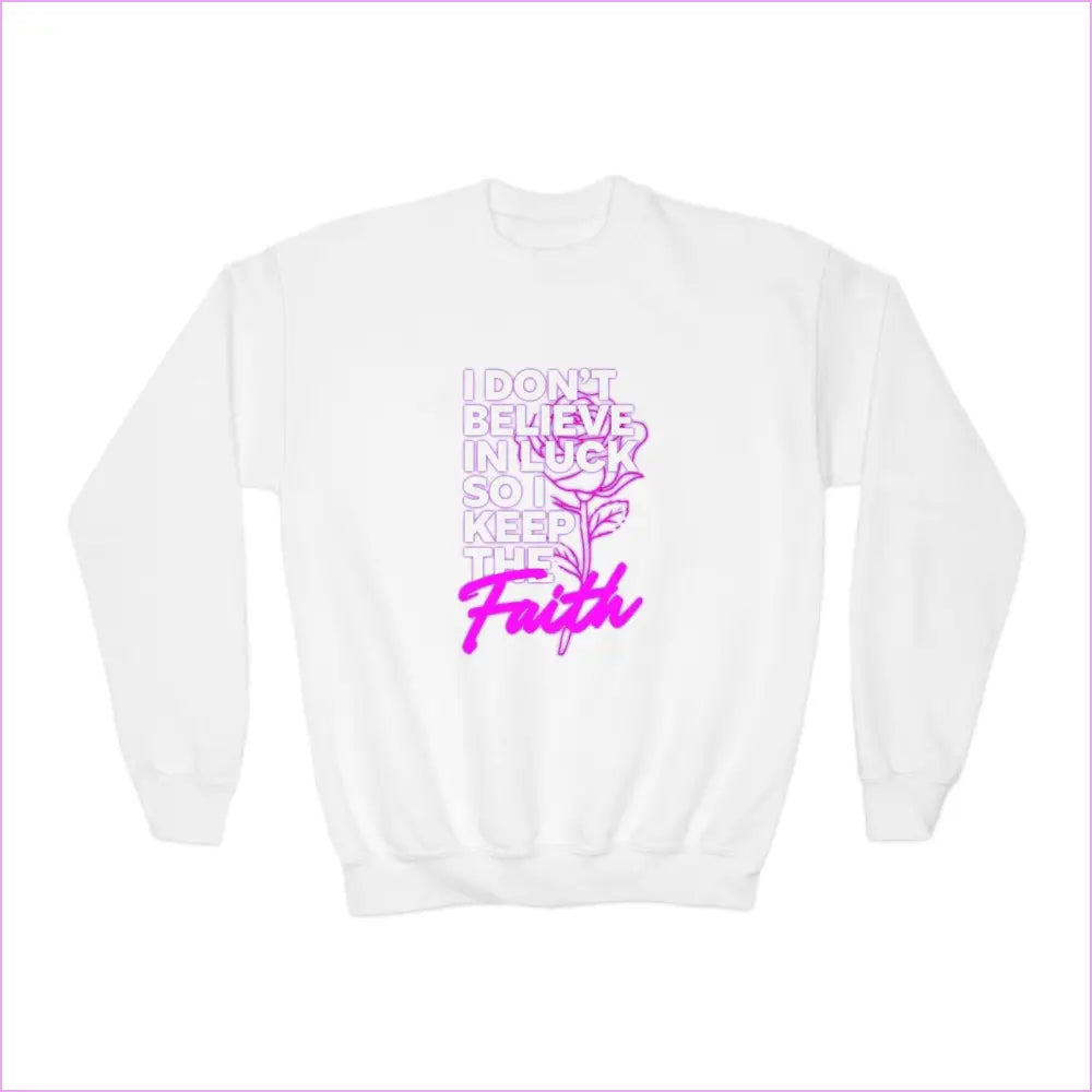 Inspirational Youth Crewneck Sweatshirt - ’Keep the Faith’ - White / XS - Kids clothes