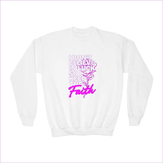 Inspirational Youth Crewneck Sweatshirt - ’Keep the Faith’ - White / XS - Kids clothes