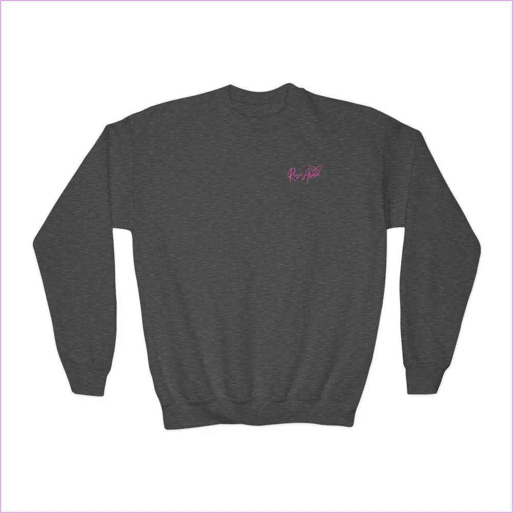 Inspirational Youth Crewneck Sweatshirt - ’You Are Worthy Beautiful Loved Enough’ - Dark Heather / S - Kids clothes